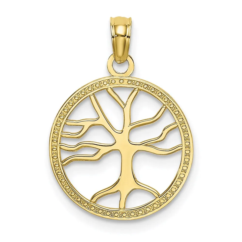 10K  Small Tree Of Life In Round Frame Charm