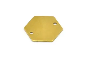 12 Raw Brass Hexagon Stamping Blank Tag Charms With 2 Holes (20x0.80mm) D0092