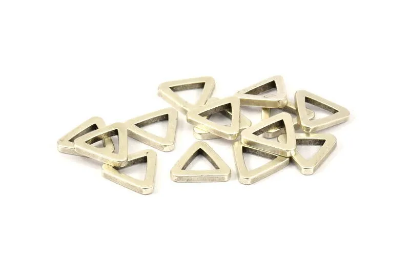 13mm Triangle Charm - 12 Antique Silver Plated Brass Triangle Charms (13x2mm) D0018