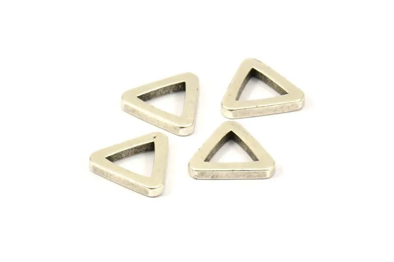 13mm Triangle Charm - 12 Antique Silver Plated Brass Triangle Charms (13x2mm) D0018