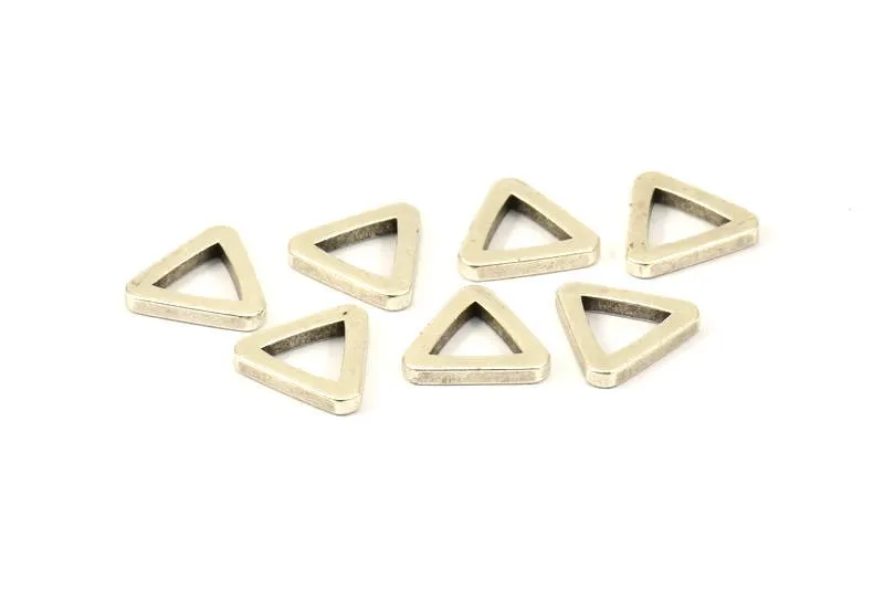 13mm Triangle Charm - 12 Antique Silver Plated Brass Triangle Charms (13x2mm) D0018