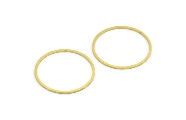 33mm Circle Connectors - 12 Raw Brass Circle Connectors (33x1.2x1mm) A6160