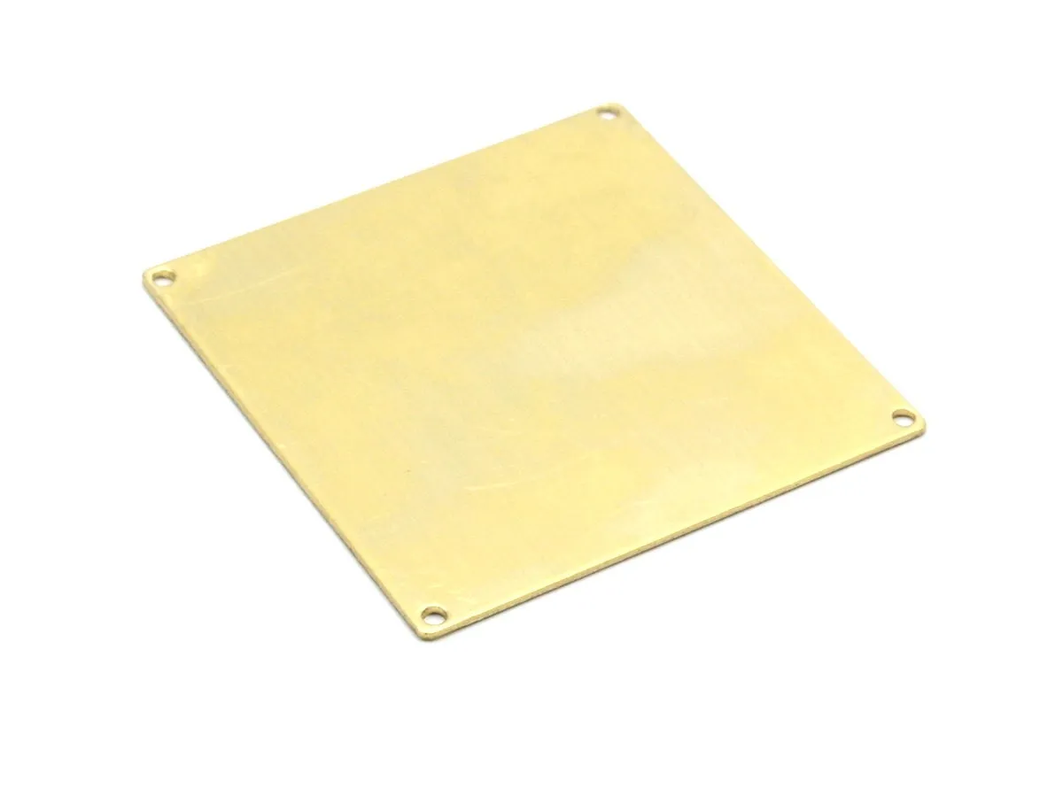 4 Raw Brass Square Blanks 4 Holes (50x50x0.80 Mm) D0283--c105