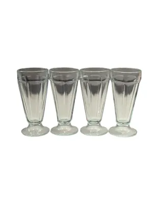 4 Vintage Clear Milkshake Glass