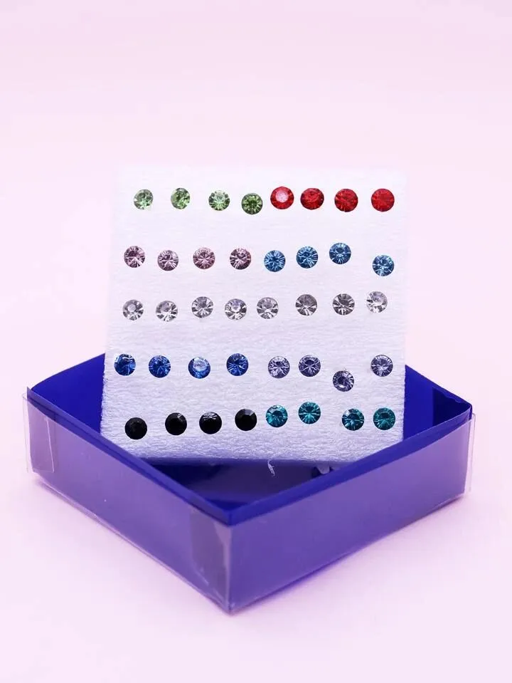 40pcs Rhinestone Decor Stud Earrings S 3397029