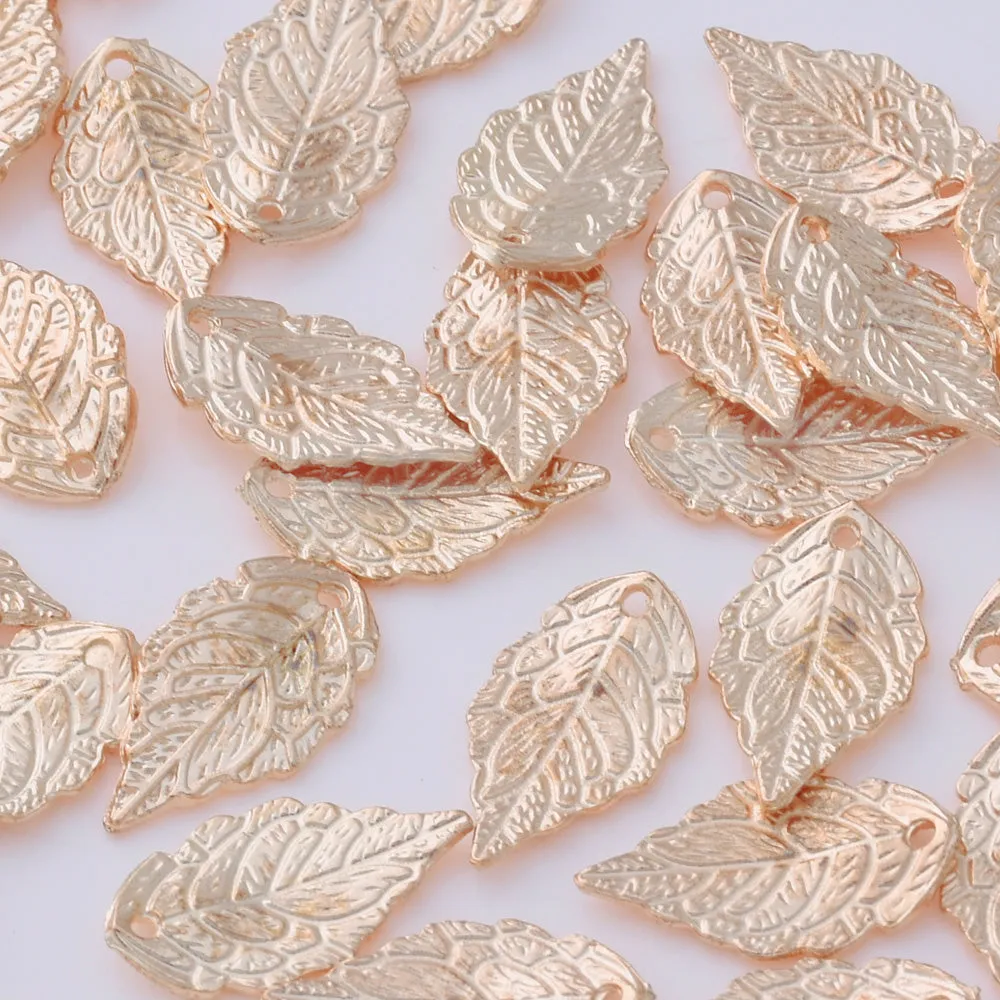 50 Gold 1.7*1.0 cm Charm Alloy Leafs Metal Pendant accessories Jewelry findings Diy Handmade Pendants