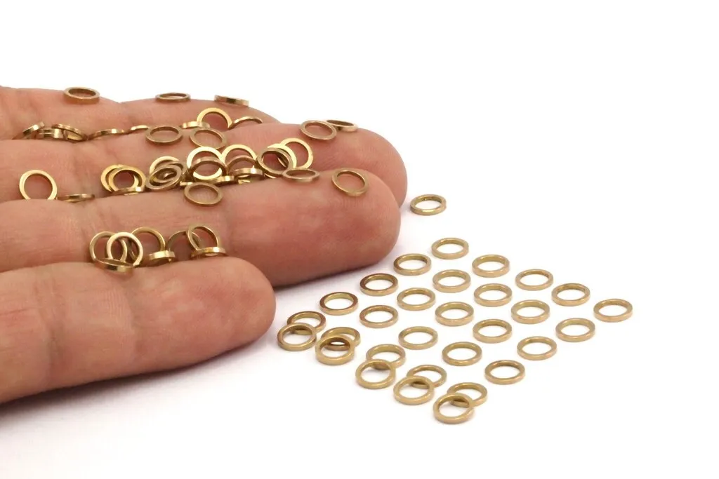 6mm Circle Connectors - 100 Raw Brass Circle Connectors (6x0.8x0.8mm) A0899