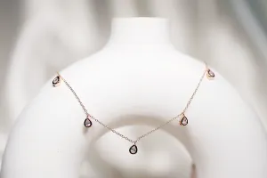 Adjustable five rose gold stone necklace