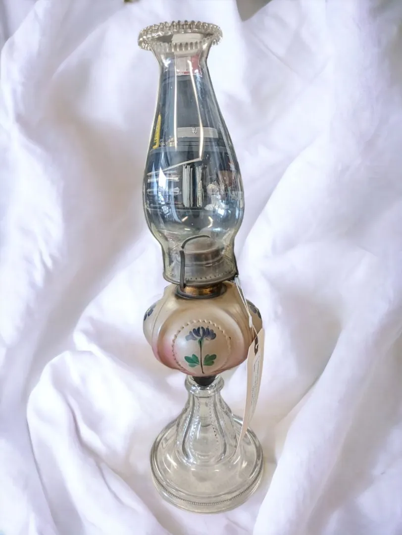 Antique Oil Lamp, Hand Painted