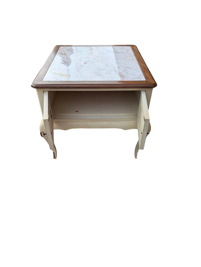 Antique SOLID Wood marble top End Table Nightstands