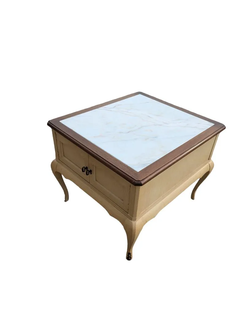 Antique SOLID Wood marble top End Table Nightstands