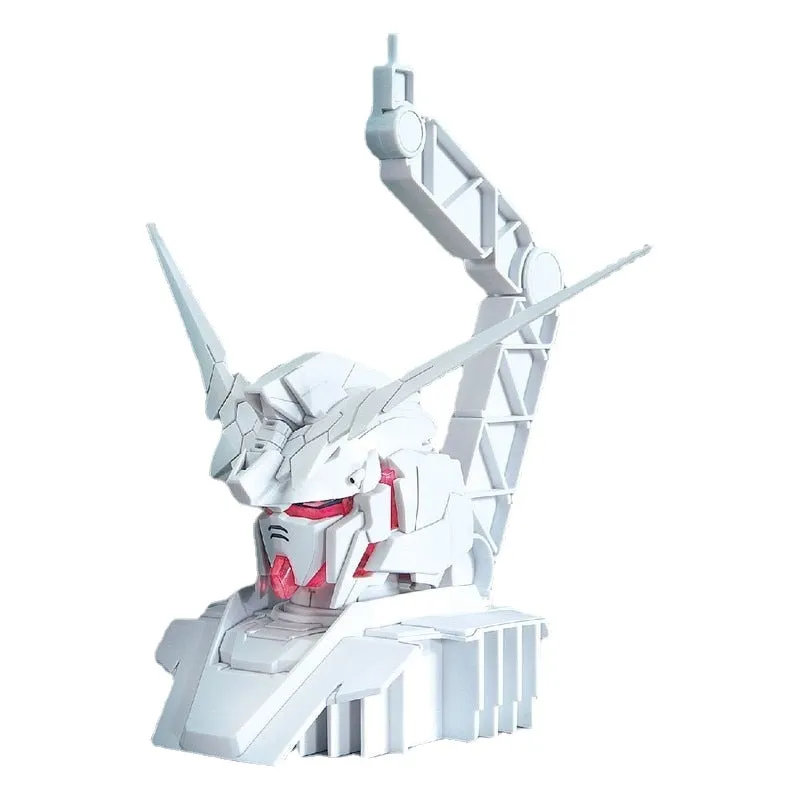 Bandai Gundam Model Kit Anime Figure Limited Unicorn Gundam Head Display Base Psycho Frame Color Action Toy Figure Without Body