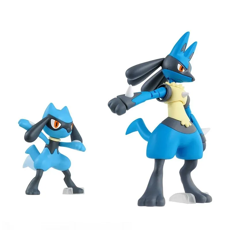 Bandai Original Genuine Pokemon PLAMO Lucario Riolu Action Figure Anime Fighting Ripple Pokémon Assembly Model Toy