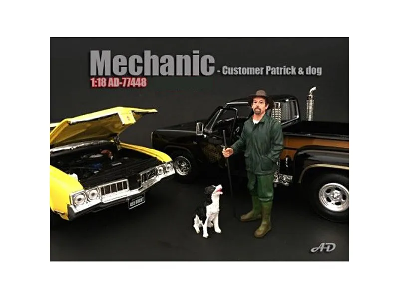 Customer Patrick and a Dog Figurine / Figure For 1:18 Models by American Diorama