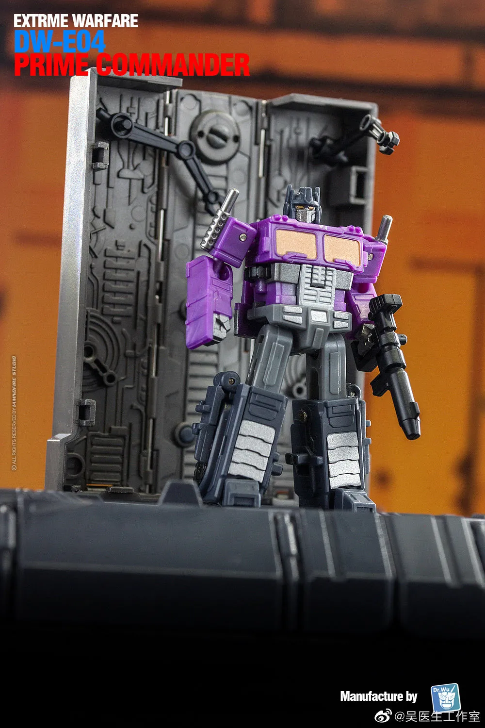 Dr.Wu & Mechanic Studio Extreme Warfare DW-E04P DWE04P Prime Commander (Optimus Prime)  w/ convoy Legends Class (Core Class) fit to Earthrise Titan Class  Purple Version 6cm / 4.6"