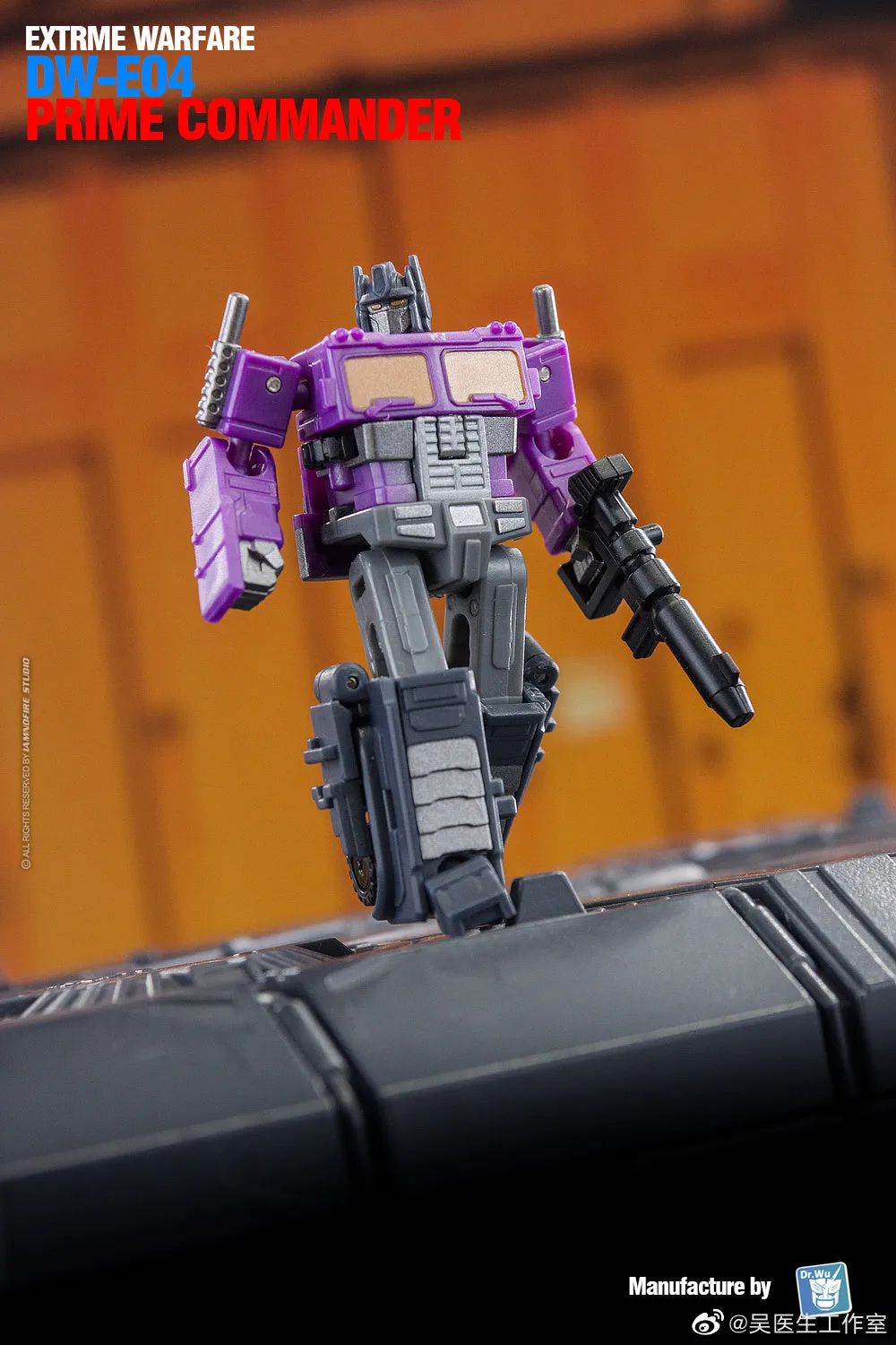 Dr.Wu & Mechanic Studio Extreme Warfare DW-E04P DWE04P Prime Commander (Optimus Prime)  w/ convoy Legends Class (Core Class) fit to Earthrise Titan Class  Purple Version 6cm / 4.6"