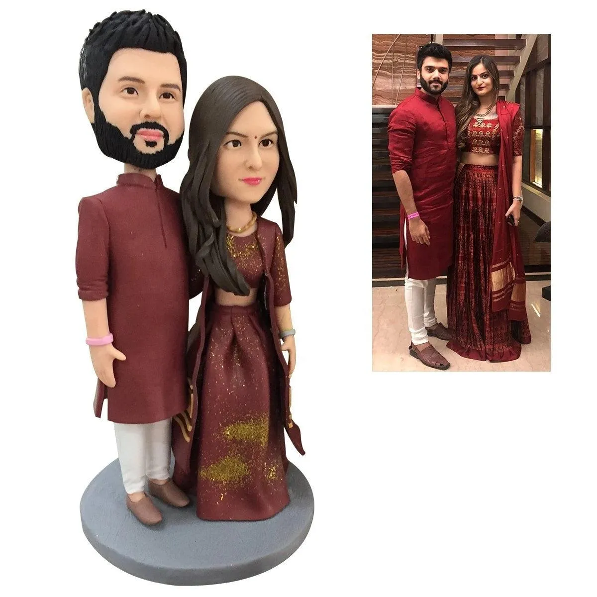 Personalized Fully Custom Bobblehead 2 Person Figures With Engraved Text