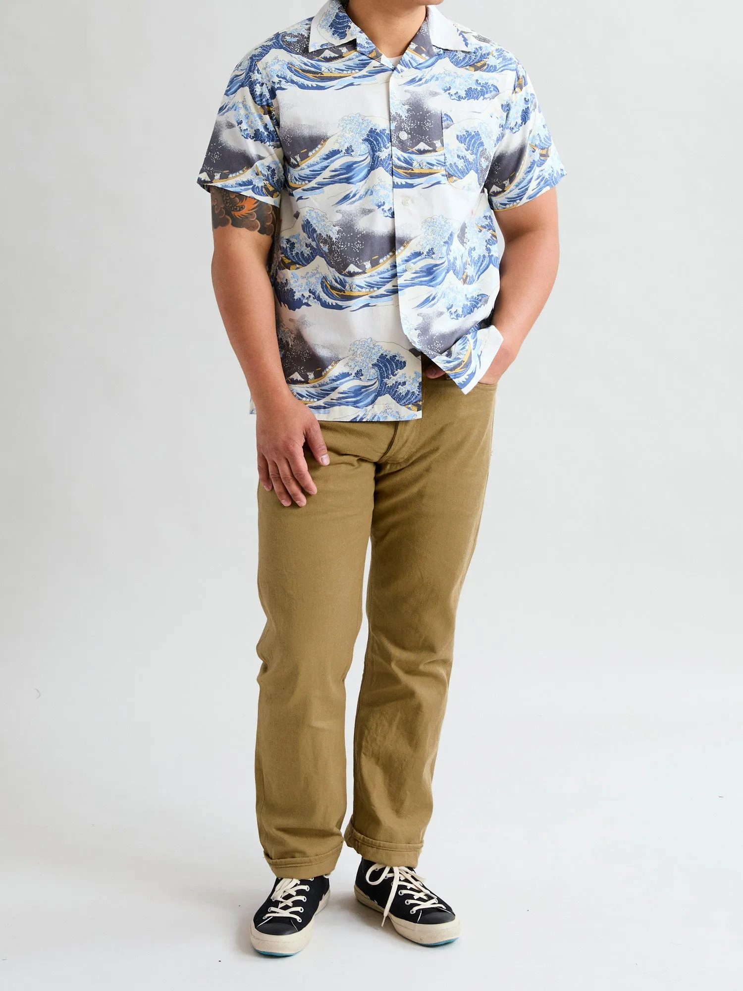 "Great Wave" Vacation Shirt in Ivory