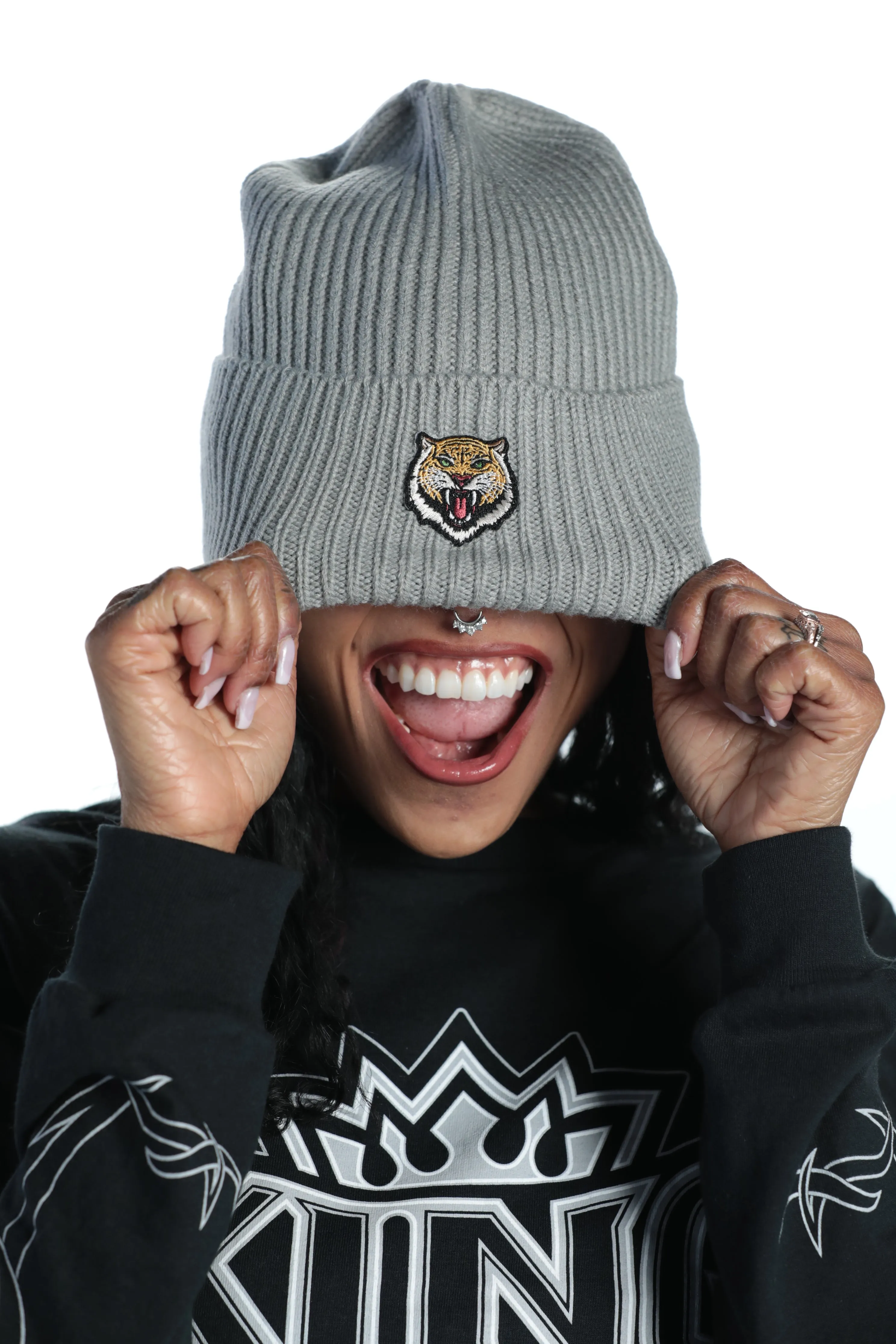 TEKKEN - 'Mishima Tiger' Embroidered Beanie - Gray