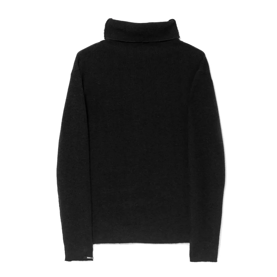 TRICOT HIGH-NECK JERSEY - Black